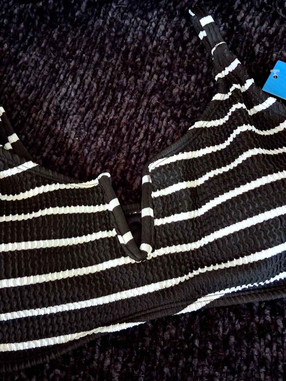 Cupshe Medium Black & White Striped Swimsuit Top